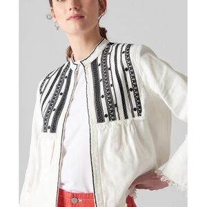 Whistles embroidered ivory jacket XS